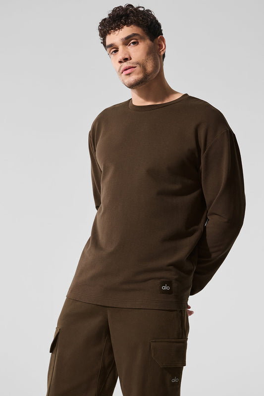 Double Take Long Sleeve Crew - Espresso