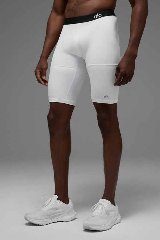 9" Flight Compression Short - White
